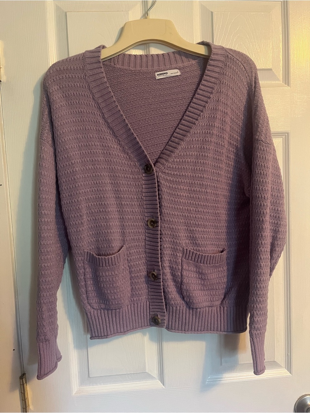 Sonoma Lavender Button-Front V-Neck Cardigan